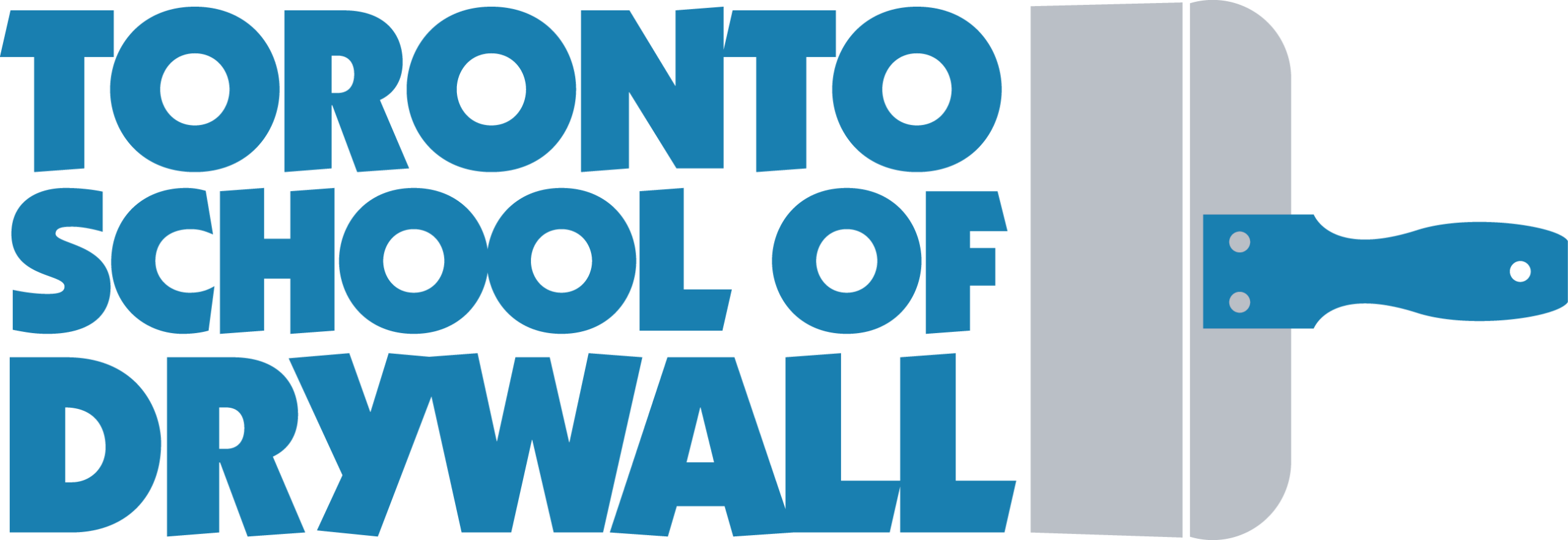 Toronto School of Drywall logo showing the words and a broad finishing knife to the right of the words